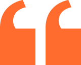 Orange quotation marks on a black background.